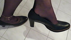 black leather &quot_GABOR&quot_ pumps, nylons and anklet, shoeplay by Isabelle-Sandrine Thumb