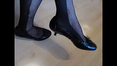 black kitten heels and pantyhose, shoeplay by Isabelle-Sandrine Thumb