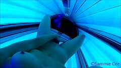 Public Tanning Booth Finger &amp_ Dildo Fuck Thumb