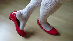 red patent kitten heels and knee socks, Isabelle-Sandrine loves to shoeplay and to tease Thumb