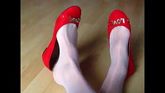 white nylons and red &quot_LOVE&quot_ ballet flats - shoeplay by Isabelle-Sandrine Thumb