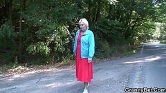 He bangs very old mature woman from behind Thumb