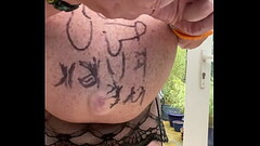 Wanking with cocks drawn on my belly Thumb