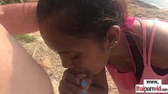 Teen blows her boyfriends cock outdoors Thumb